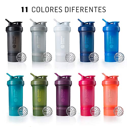 BlenderBottle ProStak Full Color Botella de Agua y Accesorios, Unisex Adulto, Negro, 450 ml
