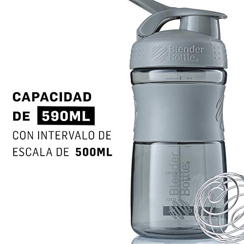 BlenderBottle Sportmixer Botella de agua | Botella mezcladora de batidos de proteínas | con batidor Blenderball | libre de BPA | Tritan| 590ml - moss verde