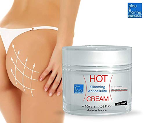 bleumarine Bretania Crema Hot Anti Celulitis Adelgazante 200 ml Crema TÉRMICA con Algas, Café y Canela Efecto Calor Quema Grasa Abdominales marcados Hombres Deporte