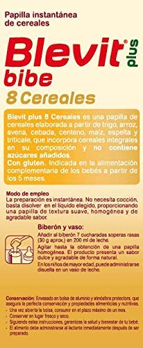 Blevit Plus 8 Cereales Para Biberón - 1 unidad 600 gr. A partir de los 5 meses. Blevit Plus 8 Cereales Para Biberón - 1 unidad 600 gr. A partir de los 5 meses.