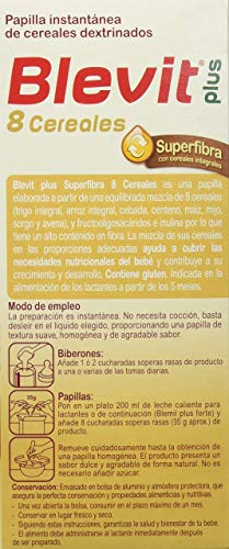 Blevit Plus Superfibra 8 Cereales, 1 unidad 600 gr. A partir de los 5 meses Blevit Plus Superfibra 8 Cereales, 1 unidad 600 gr. A partir de los 5 meses