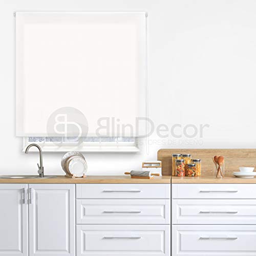 Blindecor Ara - Estor enrollable translúcido liso, Blanco Roto, 100 x 175 cm (ancho x alto)