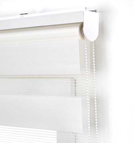 Blindecor Lira Estor Enrollable de Doble Capa, Noche y Día, Poliéster, Blanco Roto, 160X250 Blindecor Lira Estor Enrollable de Doble Capa, Noche y Día, Poliéster, Blanco Roto, 160X250