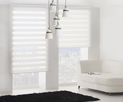 Blindecor Lira Estor Enrollable de Doble Capa, Noche y Día, Poliéster, Blanco Roto, 160X250 Blindecor Lira Estor Enrollable de Doble Capa, Noche y Día, Poliéster, Blanco Roto, 160X250