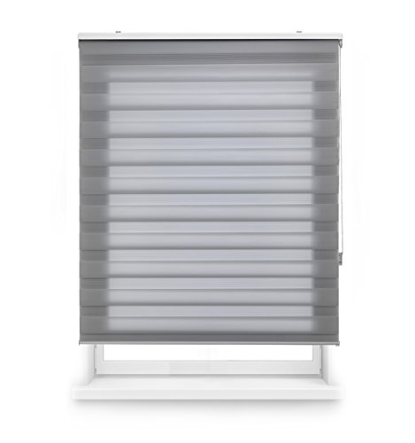 Blindecor Lira Estor Enrollable de Doble Capa, Noche y Día, Poliéster, Gris Plata, 120X180 Blindecor Lira Estor Enrollable de Doble Capa, Noche y Día, Poliéster, Gris Plata, 120X180