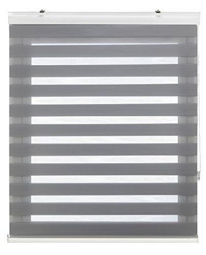 Blindecor Vela Noche y Día Estor Enrollable de Doble Capa, Poliéster, Gris Plata, 140 x 180 Blindecor Vela Noche y Día Estor Enrollable de Doble Capa, Poliéster, Gris Plata, 140 x 180