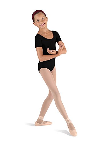 Bloch – Maillot de ballet infantil de manga corta y cuello redondo, niña, Cl5402, negro