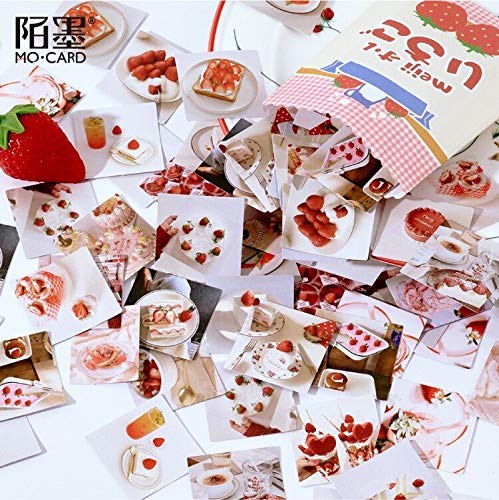 BLOUR 46 unids/Pack Juego de Pegatinas de Papel para Tarta de Fresa, Deliciosa Comida, Pastel, Pan, papelería, Pegatinas, Etiqueta Adhesiva Decorativa para planificador