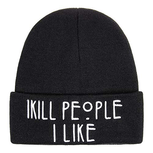 Blue Banana Gorro de Punto Tipo Beanie con Bordado I Kill - Negro