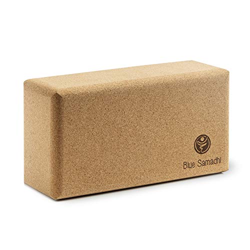 Blue Samadhi Premium Yoga Block - Ideal para principiantes y profesionales - El bloque de yoga sostenible para su hogar - Accesorio de yoga de corcho - su bloque de yoga para cada día