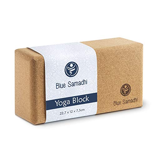 Blue Samadhi Premium Yoga Block - Ideal para principiantes y profesionales - El bloque de yoga sostenible para su hogar - Accesorio de yoga de corcho - su bloque de yoga para cada día