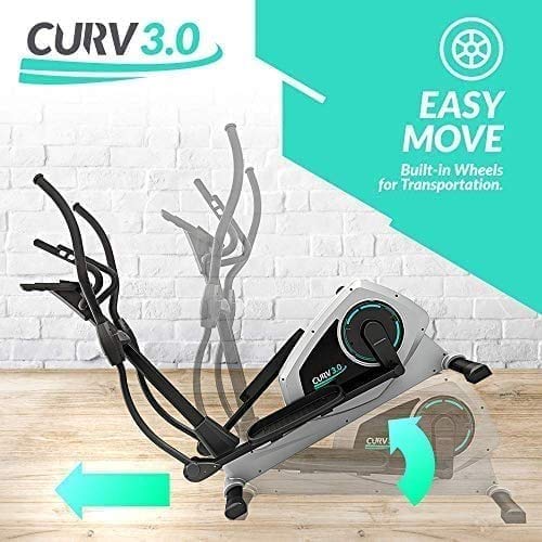 Bluefin Fitness Bicicleta Eliptica CURV 3.0 Elliptical Cross Trainer/Air Walker/Zancada Larga/Consola de Fitness Digital LCD/Bluetooth/Aplicación para Smartphone/Negro y Plata