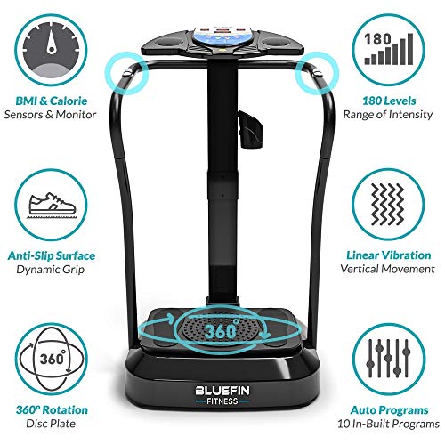 Bluefin Fitness Plataforma Vibratoria | Modelo Pro | Diseño Mejorado con Motores Silenciosos y Altavoces Incorporados Bluefin Fitness Plataforma Vibratoria | Modelo Pro | Diseño Mejorado con Motores Silenciosos y Altavoces Incorporados