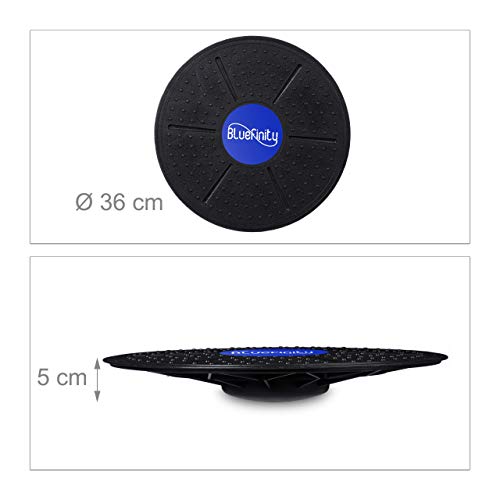 Bluefinity Tabla Equilibrio, Balance Board, Plataforma, Disco, Ejercicio, Entrenamiento, Fitness, 1 Ud, 36 cm, Negro