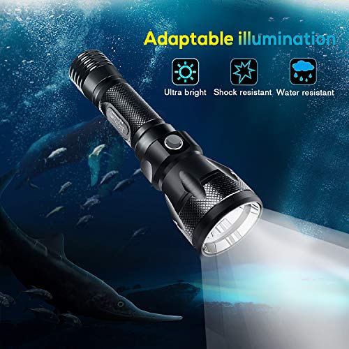 Bluefire 1200 Lumen CREE XM-L2 Linterna de Buceo, Profesional Linterna Submarina Impermeable de Seguridad para Exteriores Deportes (Negro)