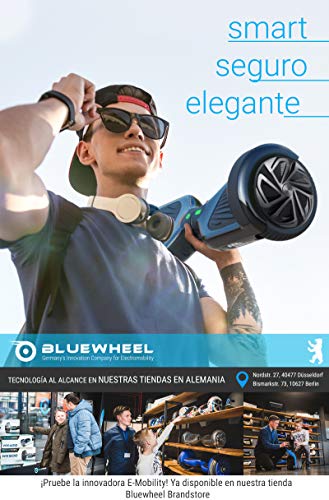 Bluewheel 6.5" Patinete eléctrico - Marca de calidad alemana - Hoverboard con Sistema de Seguridad para Niños, Altavoz Bluetooth y Luces LED, 2 Motores de 700W - Patín Eléctrico Auto Equilibrio HX310s