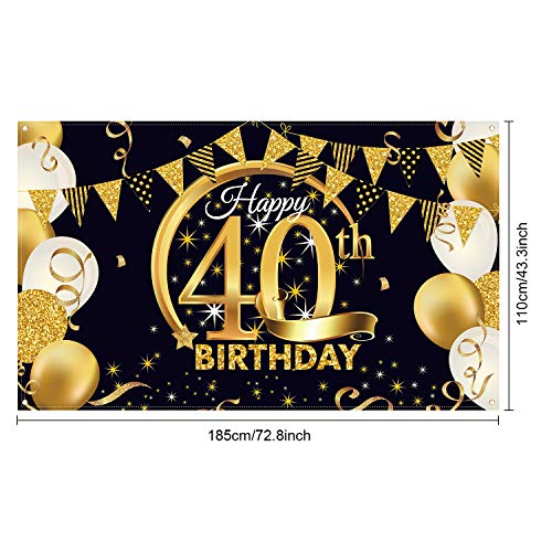 Blulu Decoración de Fiesta de 40 Cumpleaños, Tela Extra Grande Póster de Señal Dorado Negro para 40 Aniversario Fondo de Foto, Materiales de Fiesta de Cumpleaños, 72,8 x 43,3 Pulgadas (Estilo B) Blulu Decoración de Fiesta de 40 Cumpleaños, Tela Extra Grande Póster de Señal Dorado Negro para 40 Aniversario Fondo de Foto, Materiales de Fiesta de Cumpleaños, 72,8 x 43,3 Pulgadas (Estilo B)