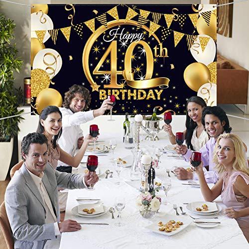 Blulu Decoración de Fiesta de 40 Cumpleaños, Tela Extra Grande Póster de Señal Dorado Negro para 40 Aniversario Fondo de Foto, Materiales de Fiesta de Cumpleaños, 72,8 x 43,3 Pulgadas (Estilo B) Blulu Decoración de Fiesta de 40 Cumpleaños, Tela Extra Grande Póster de Señal Dorado Negro para 40 Aniversario Fondo de Foto, Materiales de Fiesta de Cumpleaños, 72,8 x 43,3 Pulgadas (Estilo B)