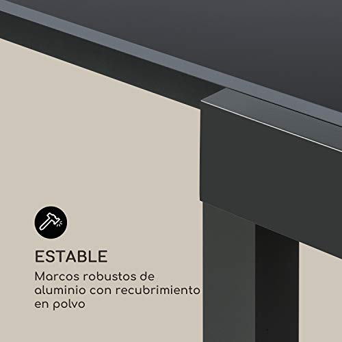 blumfeldt Pamplona Mesa de Exteriores - Extensible, Hecha de Aluminio y Vidrio, SmartSpace, Superficie máxima de 180 x 83 cm, Espacio para 6 Personas, Resistente a la Intemperie, Gris Oscuro