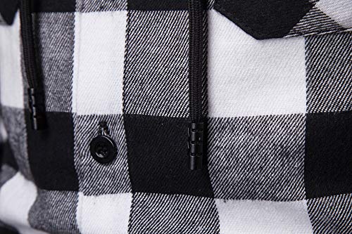 Blusa de Hombre Camisetas de Cuadros Ocasionales de los Jersey Blusa con Capucha Superior Cosiendo Manga Larga con Capucha para Hombre (Blanco y Negro - A115, Small) Blusa de Hombre Camisetas de Cuadros Ocasionales de los Jersey Blusa con Capucha Superior Cosiendo Manga Larga con Capucha para Hombre (Blanco y Negro - A115, Small)