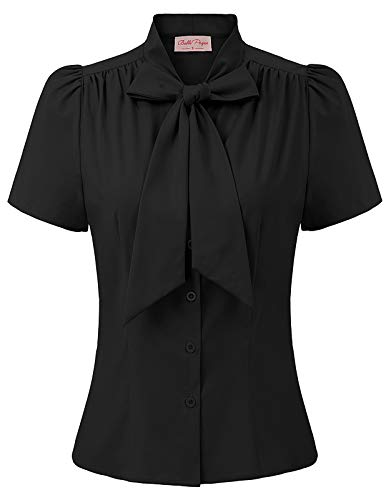 Blusas Negras Blusas de Mujer Blusas Elegantes de Mujer Manga Corta BP0819-2 L
