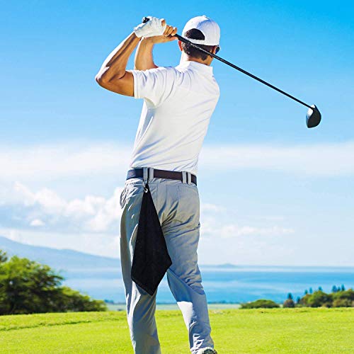 BMKJ toalla de golf triple | tela de microfibra premium | patrón de gofres | clip de mosquetón resistente para colgar en bolsa de club de golf para hombres y mujeres Fit Sports Gym (negro) BMKJ toalla de golf triple | tela de microfibra premium | patrón de gofres | clip de mosquetón resistente para colgar en bolsa de club de golf para hombres y mujeres Fit Sports Gym (negro)