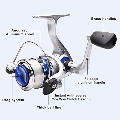 BNTTEAM Mini Carrete Giratorio y Combos de Caña Telescópico Mano Portátil Difícil 99% de Fibra de Carbono Mar Caña de Pescar y Carrete Señuelos Artificiales Sedal (Combos 2.1M)