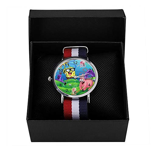 Bob Esponja y Piestar Reloj de Tiempo de Playa Ocio Reloj de Pulsera de Cuarzo para Hombres Mujeres Niños Regalos Amigos