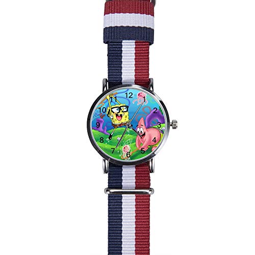 Bob Esponja y Piestar Reloj de Tiempo de Playa Ocio Reloj de Pulsera de Cuarzo para Hombres Mujeres Niños Regalos Amigos