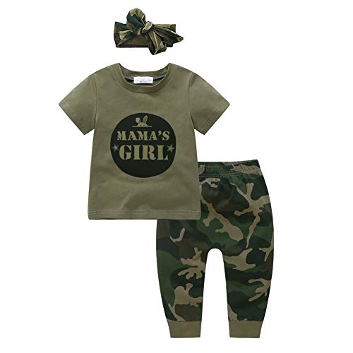 BOBORA Ropa Bebé, Camiseta de Manga Corta con Pantalones de Camuflaje para Bebés Niñas Niños