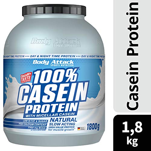 Body Attack 100% proteína de caseína, rico en aminoácidos esenciales, desarrollo de músculos, bajo en carbohidratos para, los atletas y las personas conscientes de su físico, natural, 1,8kg Body Attack 100% proteína de caseína, rico en aminoácidos esenciales, desarrollo de músculos, bajo en carbohidratos para, los atletas y las personas conscientes de su físico, natural, 1,8kg