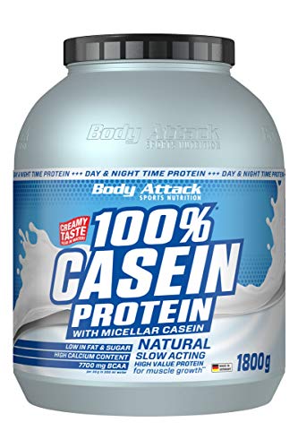 Body Attack 100% proteína de caseína, rico en aminoácidos esenciales, desarrollo de músculos, bajo en carbohidratos para, los atletas y las personas conscientes de su físico, natural, 1,8kg Body Attack 100% proteína de caseína, rico en aminoácidos esenciales, desarrollo de músculos, bajo en carbohidratos para, los atletas y las personas conscientes de su físico, natural, 1,8kg