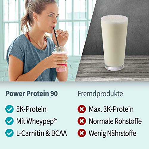 Body Attack Power Protein 90, Vainilla, 1 kg, 5 K de proteína en polvo con proteína de suero, L-carnitina y BCAA para el desarollo de los músculos y el fitness