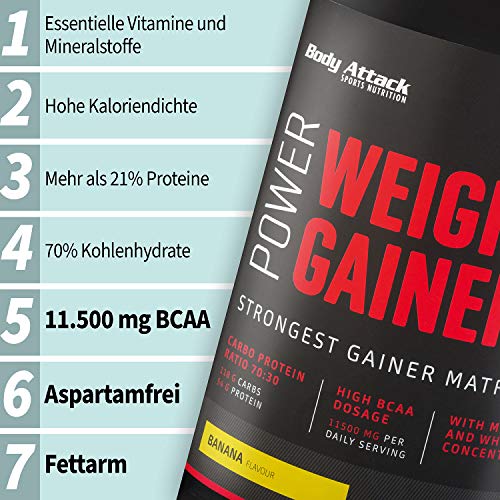 Body Attack Power Weight Gainer 100% de masa de carbohidratos en polvo para desarrollar músculos con proteína de suero de suero de leche (1,5 kg) Body Attack Power Weight Gainer 100% de masa de carbohidratos en polvo para desarrollar músculos con proteína de suero de suero de leche (1,5 kg)
