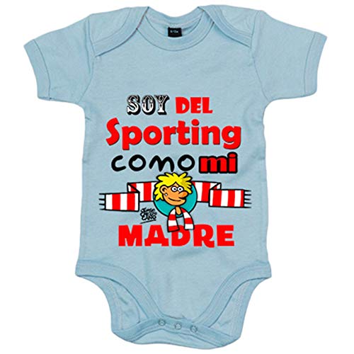 Body bebé soy del Sporting de Gijón como mi madre - Celeste, 12-18 meses