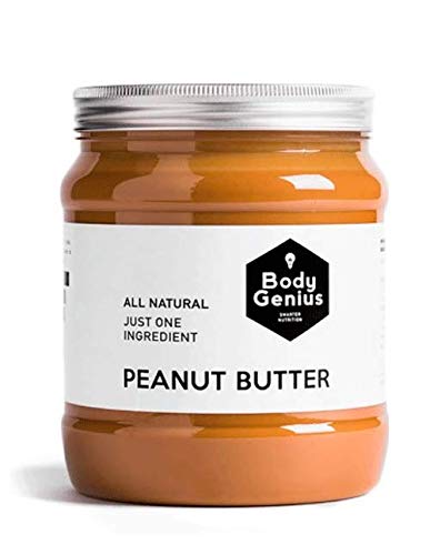 BODY GENIUS Crunchy Peanut Butter. 1000g. Crema de Cacahuete Crujiente. Natural, Sin Azúcar y Sin Aceite de Palma. 100% Cacahuete Sin Añadidos. Hecho en España.