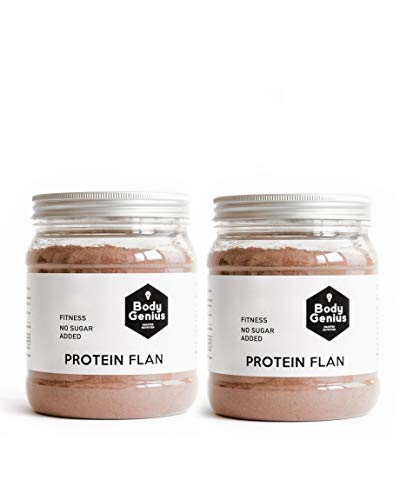 BODY GENIUS Dúo Protein Flan (Chocolate). 2x275g. Preparado en polvo para flan proteico. Con Stevia y Sin Azúcares Ni Polialcoholes Añadidos. Alto en Proteína. Hecho en España.