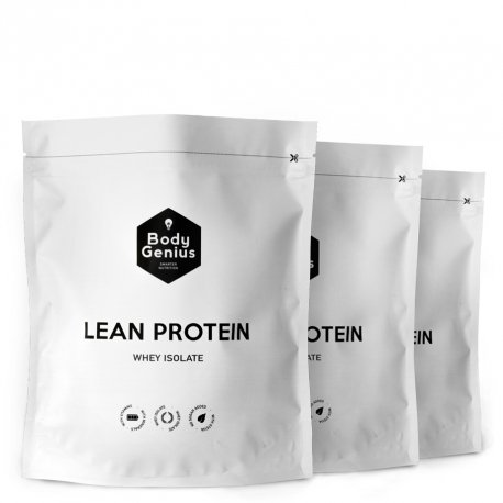 BODY GENIUS Trío Lean Protein (Dulce Cacao + Vainilla + Leche Merengada). 3x500g. Whey Isolate. Proteína en Polvo con Stevia. Vitaminas y Minerales. Hecho en España.