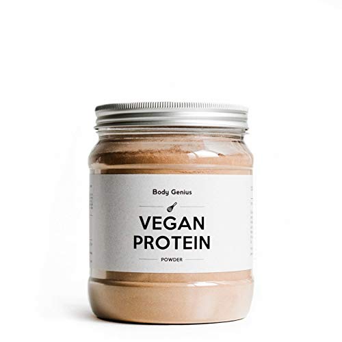 BODY GENIUS Vegan Protein (Chocolate). 340g. Proteína Vegana. Proteína de Guisante Aislada y Sostenible. Sin Azúcar Añadido y Con Estevia. Proteína Completa Plant-Based Vegana Sin Lactosa.