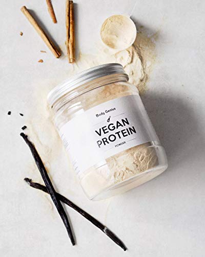 BODY GENIUS Vegan Protein (Vainilla) 340g Proteína Vegana. Proteína de Guisante Aislada y Sostenible. Sin Azúcar Añadido y Con Estevia. Proteína Completa Plant-Based Sin Lactosa