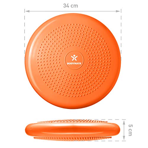 BODYMATE Cojín de Equilibrio con bombín, diámetro 34 cm | Cojín propioceptivo, cojín inestable, cojín Hinchable | Entrenamiento de Tronco, Espalda, Fitness, rehabilitación, coordinación BODYMATE Cojín de Equilibrio con bombín, diámetro 34 cm | Cojín propioceptivo, cojín inestable, cojín Hinchable | Entrenamiento de Tronco, Espalda, Fitness, rehabilitación, coordinación
