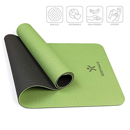 BODYMATE Esterilla de Yoga Premium de TPE | Tamaño 183x61 cm | Grosor 6 mm | Libre de ftalatos, BPA y Metales Pesados | Esterilla para Fitness, Yoga, Pilates, Entrenamiento Funcional