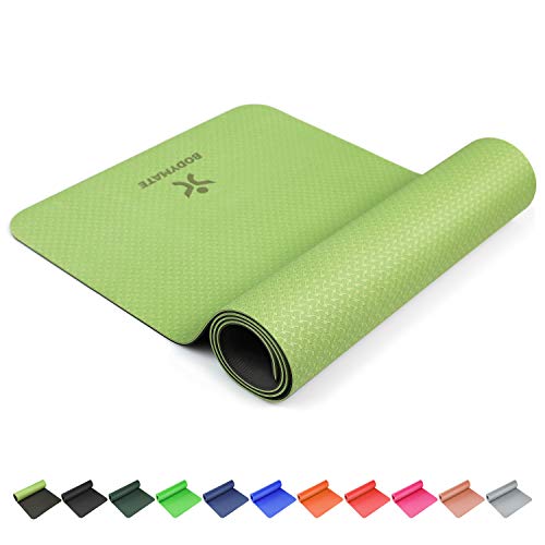 BODYMATE Esterilla de Yoga Premium de TPE | Tamaño 183x61 cm | Grosor 6 mm | Libre de ftalatos, BPA y Metales Pesados | Esterilla para Fitness, Yoga, Pilates, Entrenamiento Funcional