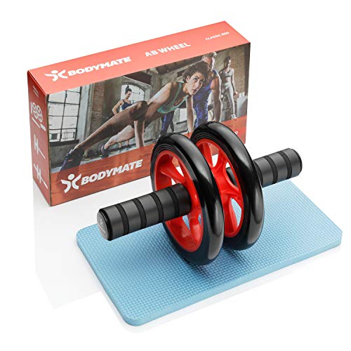 BODYMATE Rueda Abdominal Classic I Rodillo Abdominal con Alfombrilla I AB Roller con agarraderas cómodas I AB Wheel