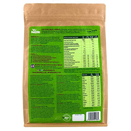 BodyMe Mezcla de Proteina Vegana Organica en Polvo | Crudo Coco Frambuesa | 1kg | Sin Edulcorante | Baja Carb | Sin Gluten | 3 Proteinas Veganas | 20g Proteina Vegetal Completa Aminoacidos Esenciales