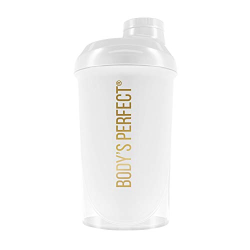 BODY'S PERFECT Agitador de proteínas | PREMIUM Fitness botella para beber 500ml blanco | Sin BPA y DEHP