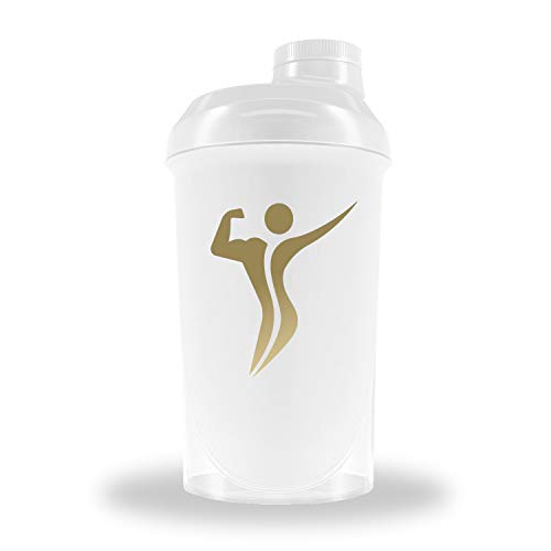 BODY'S PERFECT Agitador de proteínas | PREMIUM Fitness botella para beber 500ml blanco | Sin BPA y DEHP