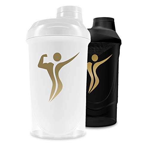 BODY'S PERFECT Agitador de proteínas | PREMIUM Fitness botella para beber 500ml blanco | Sin BPA y DEHP