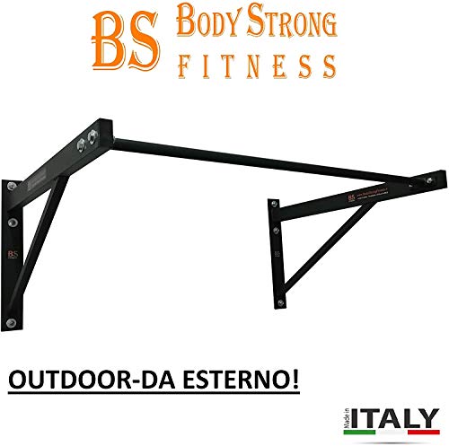 BodyStrongFitness Barra para dominadas de exterior Pullup & Muscleup bíceps - 120 x 90 cm - Made in Italy