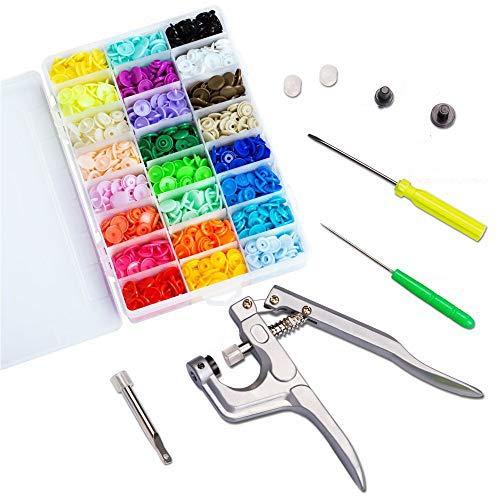 BoFeite 400 Botones 24 Colores Snaps Plástico T5 Botones Redondos Snap de Presión con Alicates Botones Presion para DIY Manualidades accesorios patchwork (T3 T5 T8) BoFeite 400 Botones 24 Colores Snaps Plástico T5 Botones Redondos Snap de Presión con Alicates Botones Presion para DIY Manualidades accesorios patchwork (T3 T5 T8)
